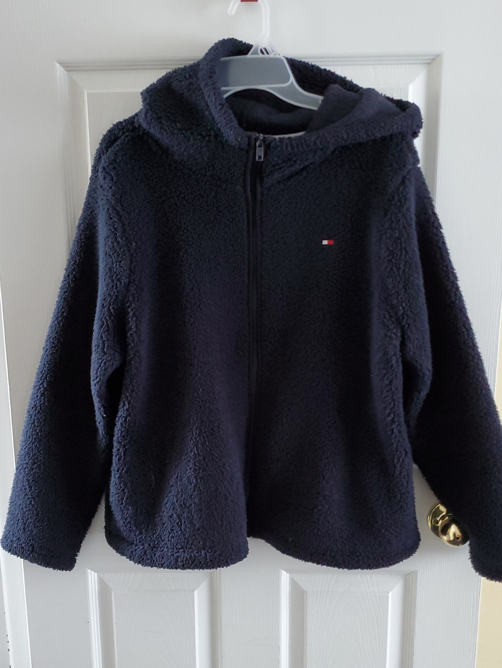 Tommy Hilfiger Navy Sherpa Zip Jacket with Hood